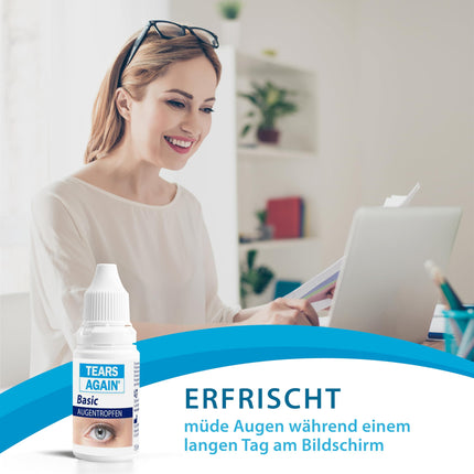 TEARS AGAIN 15ml Basic eye drops for dry and tired eyes, Hyaluron 0.2%, eye drops for moisturizing the eyes