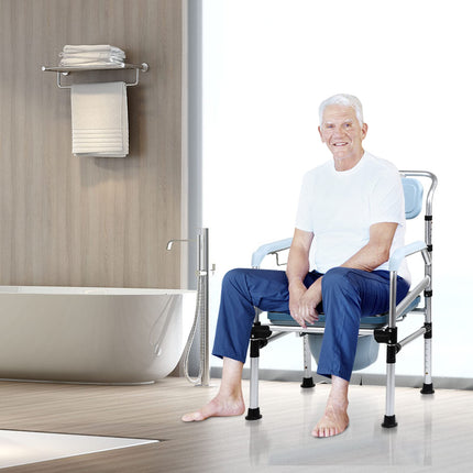 Jopassy toilet chair, height adjustable 42-54cm, with padded seat and toilet bucket, load capacity up to 160kg, for seniors and pregnant women