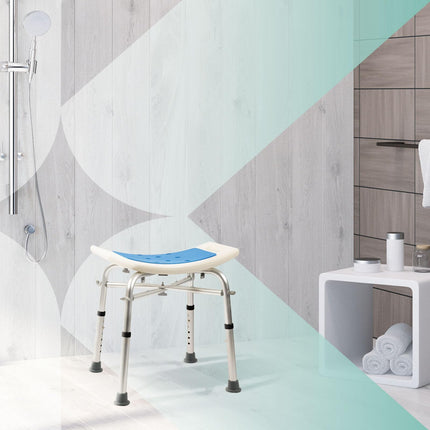 KARAT shower stool - height-adjustable shower chair 37.5-49.5 cm - load capacity up to 136 kg - non-slip &amp; stable shower seat - bathtub stool - anti-slip rubber feet (without cross braces)