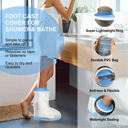 YUNCHI Shower Protector Foot Waterproof Non-Slip For Adults for Shower Cast Protector Waterproof Feet Foot for Showering Reusable Bandage Protector Keep Wounds Dressings Dry (M-Foot)