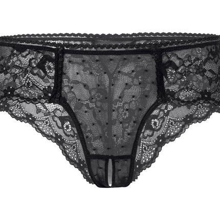 Verano women's briefs sexy women's panty ouvert briefs - open back lace panty, black, L
