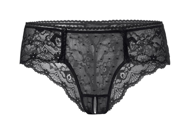 Verano women's briefs sexy women's panty ouvert briefs - open back lace panty, black, L