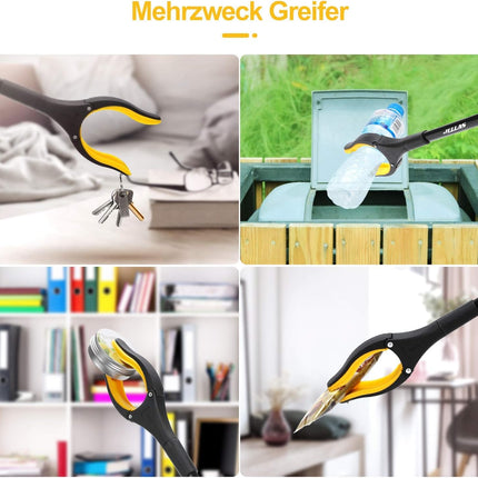 Jellas Foldable Grabber, 0°- 180° Angled Arm, 360° Rotatable Head, 80cm Long Reaching Tool with Magnetic Tips for Garbage Disposal, Waste Collection, Arm Extension, RGSF01 (Yellow)
