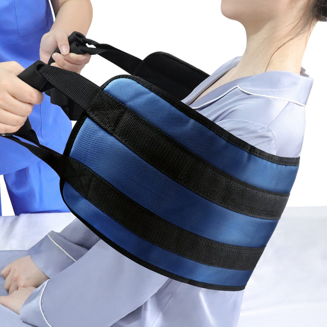 LOSCHEN 110cm Patient Transfer Belt, Padded Bed Transfer Care Belt for Disabled, Elderly, Seniors, Injured - Safe Turning Aid for Moving from Car, Wheelchair, Bed (Blue)