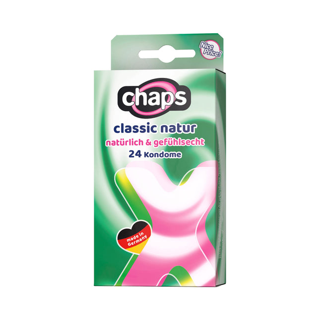 chaps condoms classic natural, natural &amp; realistic, transparent - for sensual pleasure, Made in Germany, 24 pieces (1 pack)