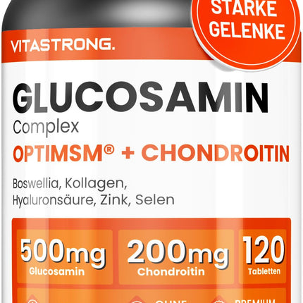 Glucosamine Chondroitin with MSM Collagen and Hyaluronic Acid, Zinc, Selenium, Manganese, Boswellia, Glucosamine Complex MSM Supplement, Bones, Joints, Cartilage, Vitastrong Premium Quality Gluten-Free Non-GMO