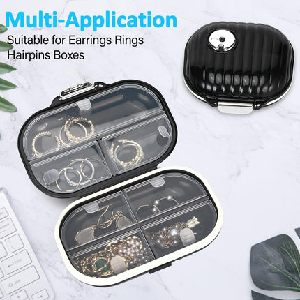 Lociban Pill Box, 2 Pack Pill Organizer, Portable Pill Box, Travel Pill Box, Medicine Box 7 Compartments, Pill Box, Tablet Dispenser for Fish Oils and Vitamins (Black)
