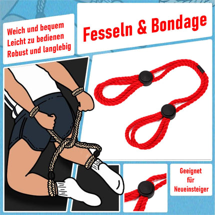 2 Bondage Rope Set for Wrists and Ankles, Adjustable BDSM Restraints and Bondage Rope, BDSM Restraints Hand and Foot Handcuffs for Couples (Red)