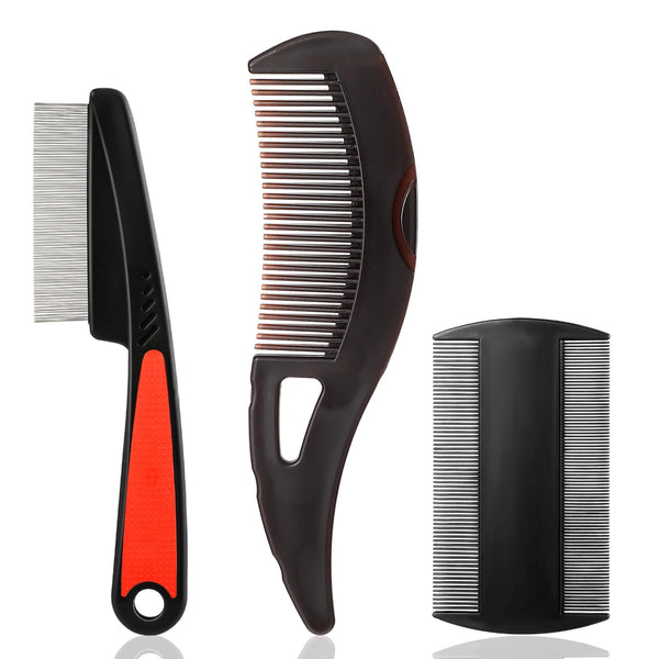 Nogeqi 3 Pack Lice Comb Stainless Steel, Dandruff Comb Nits Comb Extra Fine, Dandruff Scalp Comb, Dandruff Comb Scalp Comb Cat Comb Dog Comb Scab Comb for People Clean Scalp Adults