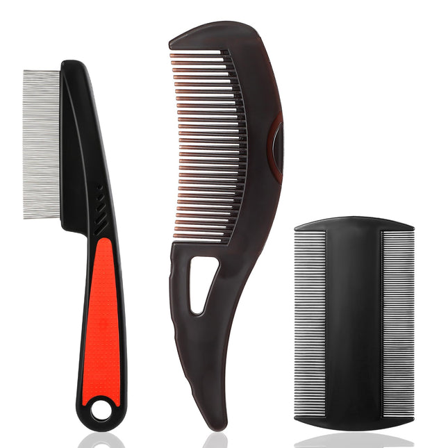Nogeqi 3 Pack Lice Comb Stainless Steel, Dandruff Comb Nits Comb Extra Fine, Dandruff Scalp Comb, Dandruff Comb Scalp Comb Cat Comb Dog Comb Scab Comb for People Clean Scalp Adults