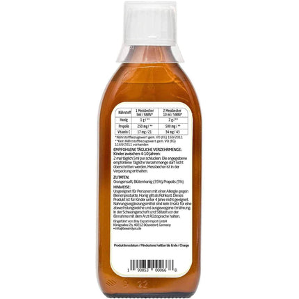BEE&amp;YOU Propolis Honey Syrup, for children with vitamin C, food supplement for children, 100% natural and without additives, 33 international awards, 12 certificates, gluten-free, sugar-free