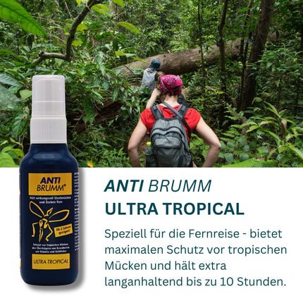 Anti Brumm Ultra Tropical 2x 75 ml I Protection against tropical mosquitoes I Insect repellent I Mosquito spray I Defense against mosquitoes and ticks I Holidays, long-distance travel I DEET I Value set plus Pharma Perle giveaway
