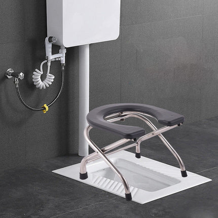 Sharplace Folding Toilet Seat for Seniors, Commode Chair, Portable, Multifunctional, for Seniors, Squatting Toilet Stool, Chair for Bathroom, Height 30 cm