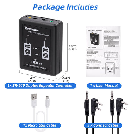 Gam3Gear Surecom SR-629 2 in 1 Duplex Crossband Radio Repeater Controller with Radio Cable for Walkie Talkies