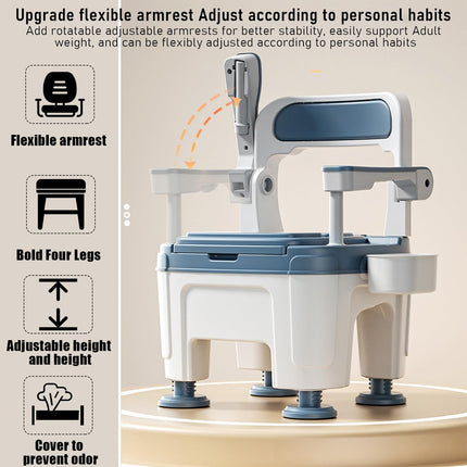 cadciehe bedside commode, portable toilet, toilet chair with handles, height adjustable, mobile portable toilet, adult potty chair, load 400 kg, for seniors, disabilities, elderly