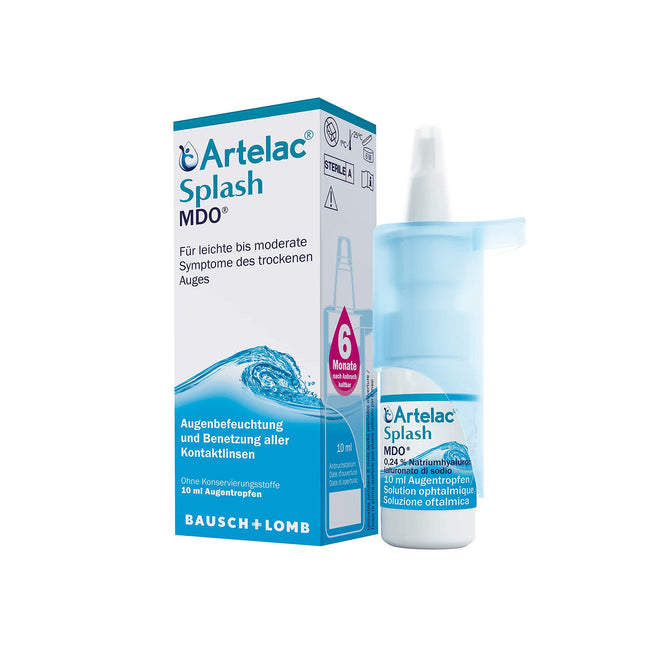 Artelac Splash MDO eye drops: Eye moisturizer with hyaluronic acid for dry eyes, lubrication and rewetting of contact lenses, 10 ml
