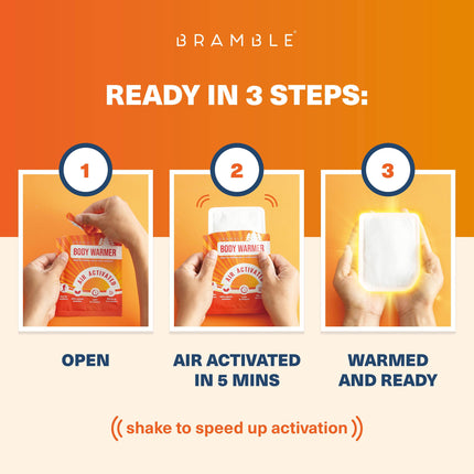 BRAMBLE 40 heat patches for back, neck, throat, shoulders - heat pads, back warmers - pain patches for periods (8 hours of heat)
