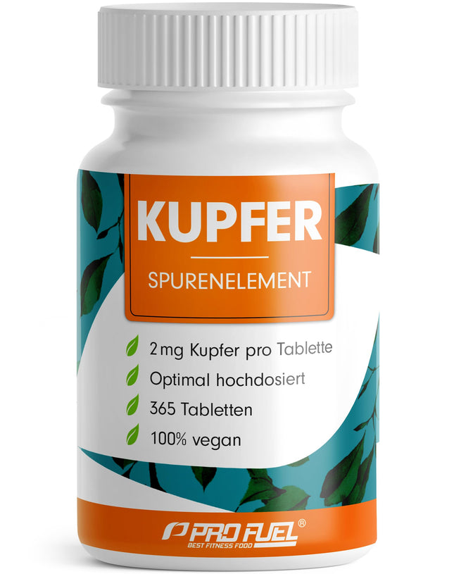 Copper tablets 365x with 2 mg copper from high-quality copper bisglycinate – optimally high dosage – free from unwanted additives – laboratory-tested with certificate – one-year supply – 100% vegan