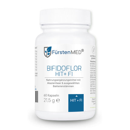 FürstenMED® Bifidoflor HIT + FI for histamine intolerance and fructose intolerance with Bifidobacterium and Lactobacillus strains - 60 gastro-resistant capsules - Laboratory-tested, vegan, and without additives
