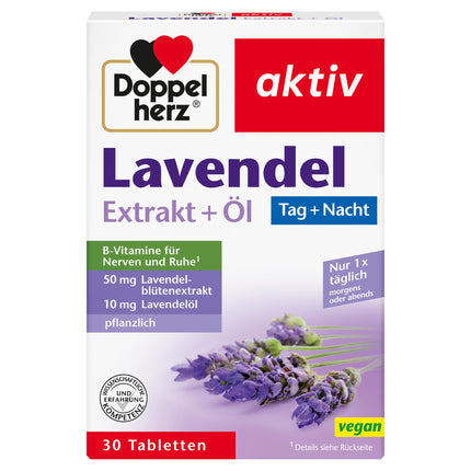 Doppelherz Lavender Extract + Oil – With vitamins B6 and B12 to contribute to the normal function of the psyche and nervous system – 30 tablets