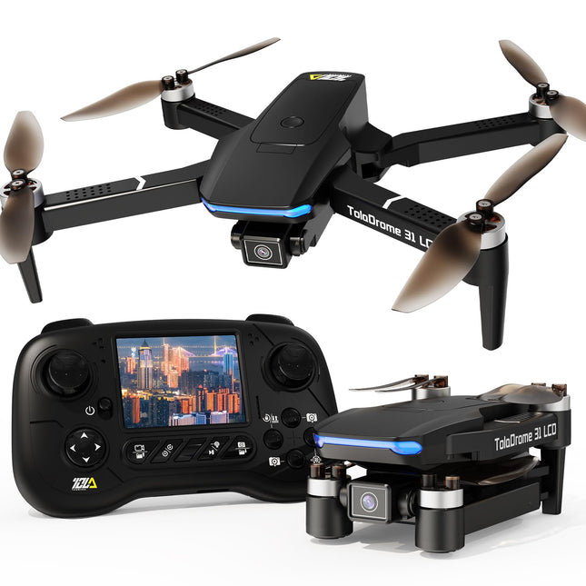 Toladrone Drone with Camera LCD Screen Digital Image Transmission Remote Control FPV Drone with Brushless Motor for Adults TD31LCD RC Drones for Beginners