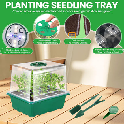 UCAMP Indoor Greenhouse Propagator, Trays Greenhouse Propagation Tray, Mini Greenhouse Propagation Set with Raised Lid, Seedling Starter Trays with Lid Ventilation for Seedling Plant