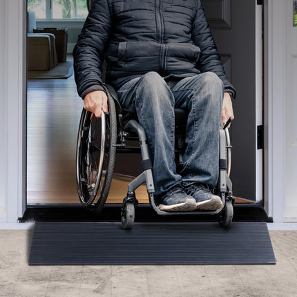 VEVOR Threshold Ramp Solid Rubber Door Threshold Ramp Max. Load Capacity up to 15T Curb Ramp 90x20x3cm Wheelchair Ramp with Double-Sided Adhesive Tape Access Ramp Rubber Ramp Self-Cutting