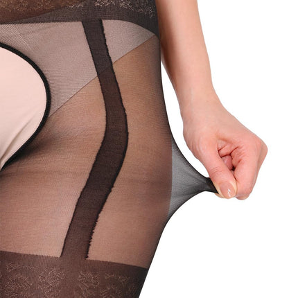 BANANALU patterned open crotch tights 20 Den Intimo Noir 20 Nero L