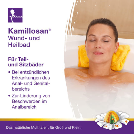 Kamillosan Wound and Healing Bath: Chamomile bath additive for sitz baths, against itching, hemorrhoid complaints, skin inflammations, 250 ml