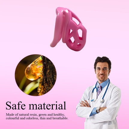 7.0 Cobra Penis Cage, 3D Chastity Cage Male Cock Cage, with Mini Lock &amp; 4 Arc Testicle Rings Penis Ring, Chastity Cage for Men, Chastity Belt for Men, BDSM Sex Toy for Men (Pink, M)