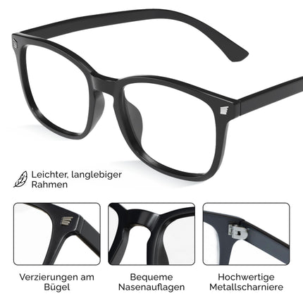 livho 2 Pack Blue Light Blocking Glasses, Computer Reading/Gaming/TV/Phones Glasses for Women Men, Anti Eyestrain &amp; UV Glare (Light Black+Clear)