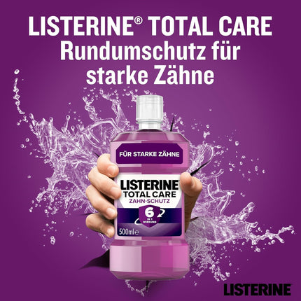 LISTERINE Total Care Tooth Protection (500 ml) - Test winner Stiftung Warentest, 6 in 1 effect, 24h fresh breath, protects against cavities &amp; gum problems, antibacterial mouthwash