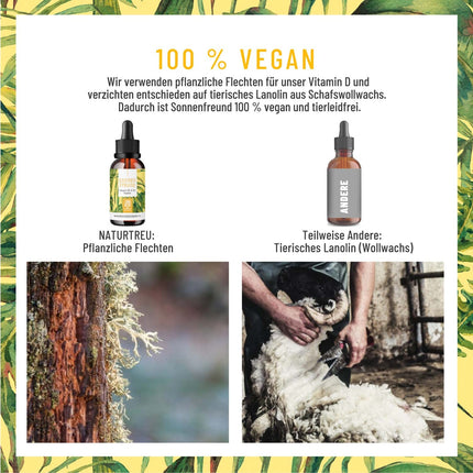 NATURTREU® Vitamin D3 K2 Drops high-dose &amp; vegan - 100% plant-based (without animal lanolin) - 1000 IU Vitamin D + Vitamin K2 - Sun Friend