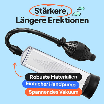 Baseks Classic Penis Pump 24 cm - Manual Vacuum Pump for Men - Simple Penis Pump with Clear Cylinder - Functional Penis Pump for Beginners - Penis Pump Without Battery - Hand Cock Pump