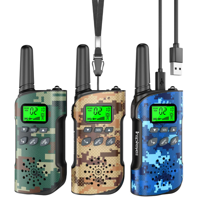 Inspireyes Walkie Talkie Kids Rechargeable, 48 Hours Working Time, 8 Channels 2-Way Radio, Gifts for Boys Girls, Outdoor Hiking Camping, 3-12 Year Old Toy