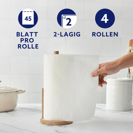 by Amazon ULTRA Kitchen Roll, Extra Absorbent, 4 Rolls (4 Rolls, 1 Pack), 45 Sheets per Roll, Wring and Reuse, FSC Certified
