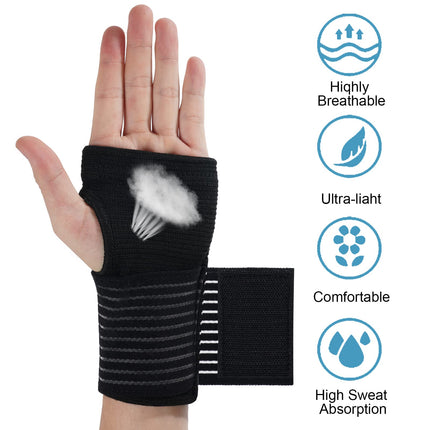 ACWOO Wrist Support, 2 Pack Wrist Brace, Flexible Wrist Splint for Carpal Tunnel, Adjustable Velcro Hand Brace for Sports and Everyday Use, Breathable Wrist Wrap for Women and Men