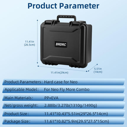 BRDRC Neo Case Bag Waterproof Hard Shell Travel Hard Case for DJI NEO Fly More Combo RC-N3 Battery Charging Hub Accessories