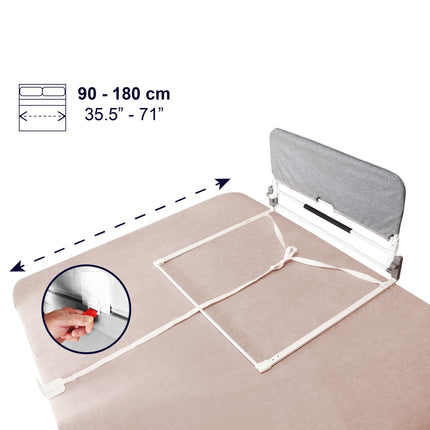 KMINA - Bed rail fall protection foldable 90 to 180 cm, adjustable stand-up aid bed seniors, foldable adults