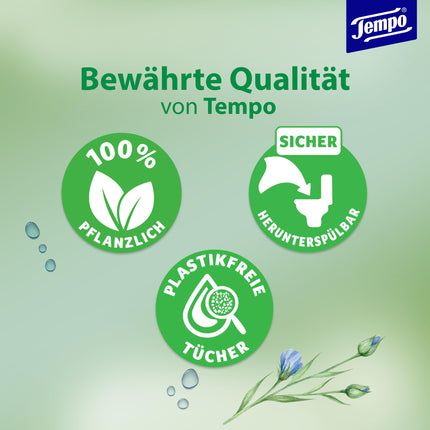 Tempo Moist Toilet Wipes "Gentle &amp; Sensitive" - ​​Megapack - 16 packs of 42 wipes each - Duo Packs - Natural Aloe Vera - Toilet paper, dermatologically tested, pH skin-neutral