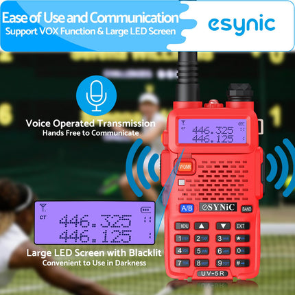 eSynic Professional Rechargeable UV5R Radio 128 Channels Walkie Talkie