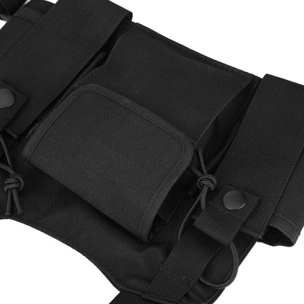 143 Walkie Talkie Chest Rig Chest Rig, Hands-free Adjustable Bag with Hanging Nylon Walkie Talkie Chest Pack, for Police, Production Workshops, Construction Sites