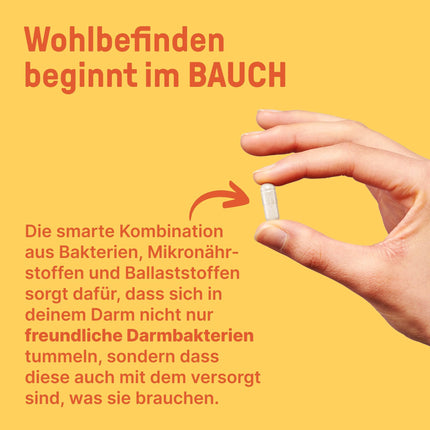 BRAINEFFECT Gut Care - With 20 billion bacterial cultures of Bifidobacterium &amp; Lactobacillius, Calcium, Vitamin B6 &amp; B12 - 60 Capsules