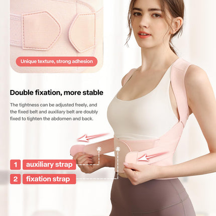NormXinRui Adjustable Back Posture Belt, Posture Corrector for Women and Men, Relieves Neck and Shoulder Pain (Pink, M)