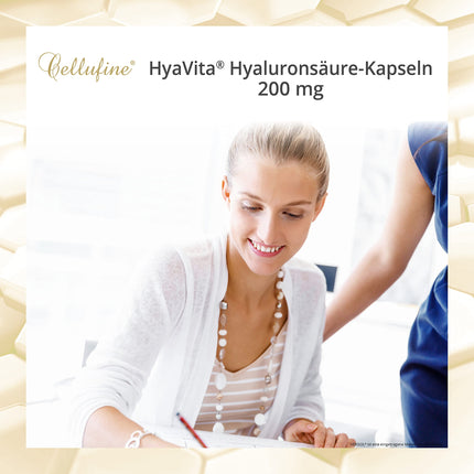 Cellufine® HyaVita Hyaluronic Acid 150 Capsules – high-dose, high-molecular, gluten-free, vegan – 150 gluten-free capsules with HyaVita Hyaluronic Acid | natural &amp; without preservatives