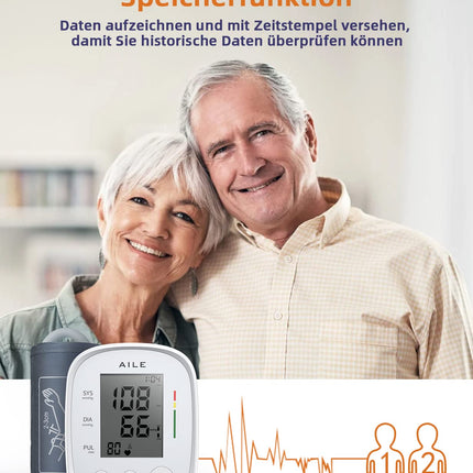 Blood pressure monitor (Blood pressure monitor) AILE: Upper arm blood pressure monitor for home use, blood pressure monitor large cuff (adjustable 22-42cm) Automatic upper arm blood pressure monitor