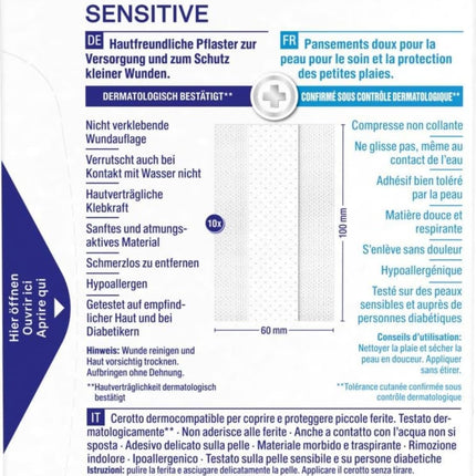 Hansaplast Sensitive Plasters (1 mx 6 cm), cuttable and skin-friendly wound plasters with Bacteria Shield &amp; secure adhesive strength, painless removal plasters