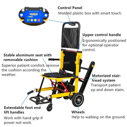 flatpincololee Electric Stair Climber Wheelchair/Mobile Stairlift, 24V13Ah Lithium Battery, Aluminum Alloy Frame, Load Capacity 363 lb