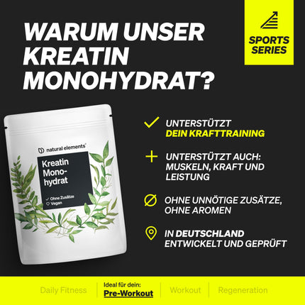 Creatine Monohydrate – 500g ultrafine powder (mesh factor 200) – 166 servings of pure creatine – high dosage – vegan, without unnecessary additives – bottled and laboratory-tested in Germany