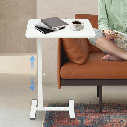 Caskunbsy Bedside Table, Overbed Table on Wheels, Height-Adjustable, Adjustable Bedside Table for Hospital and Home, Rolling Laptop Table (White)